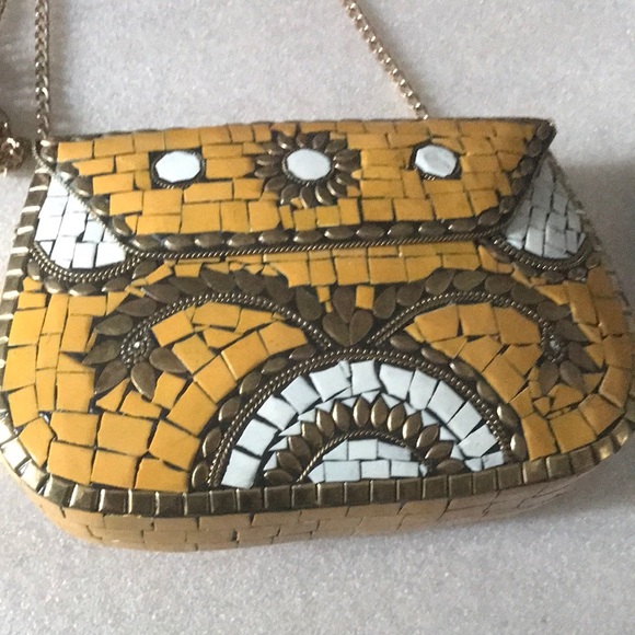 Mosaic Yellow and White Clutch Antik Kraft - Picture 3 of 7